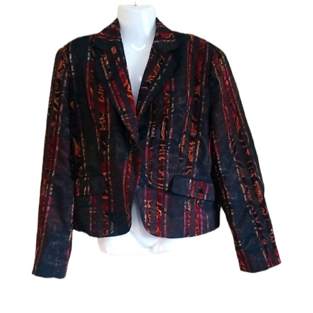 DR SPORT Brown Multicolored Blazer Sz 16